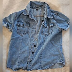 SHEIN Light Blue Denim Shirt